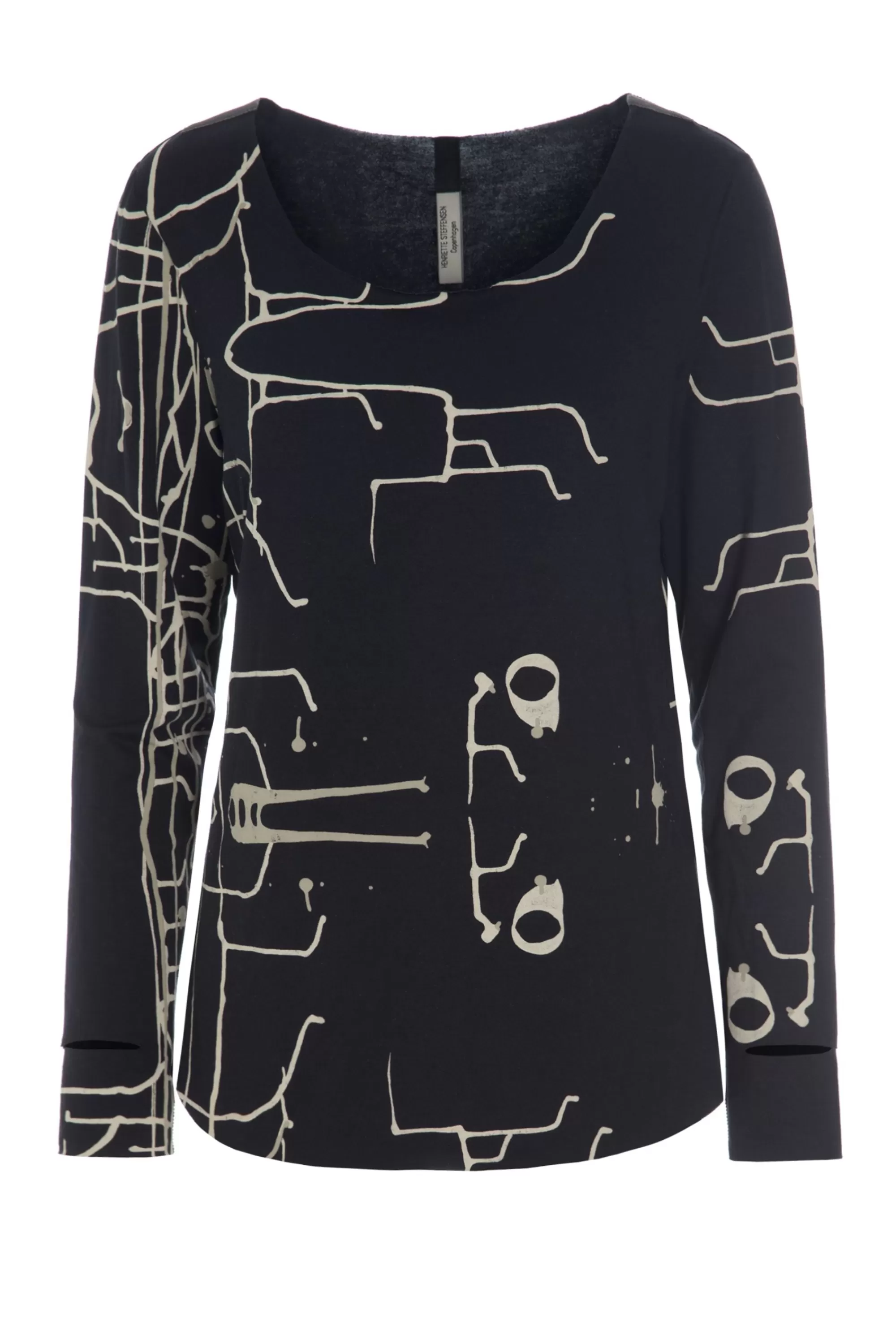 Henriette Steffensen Copenhagen BLUSE | 96042 ART PRINT BLACK Fashion