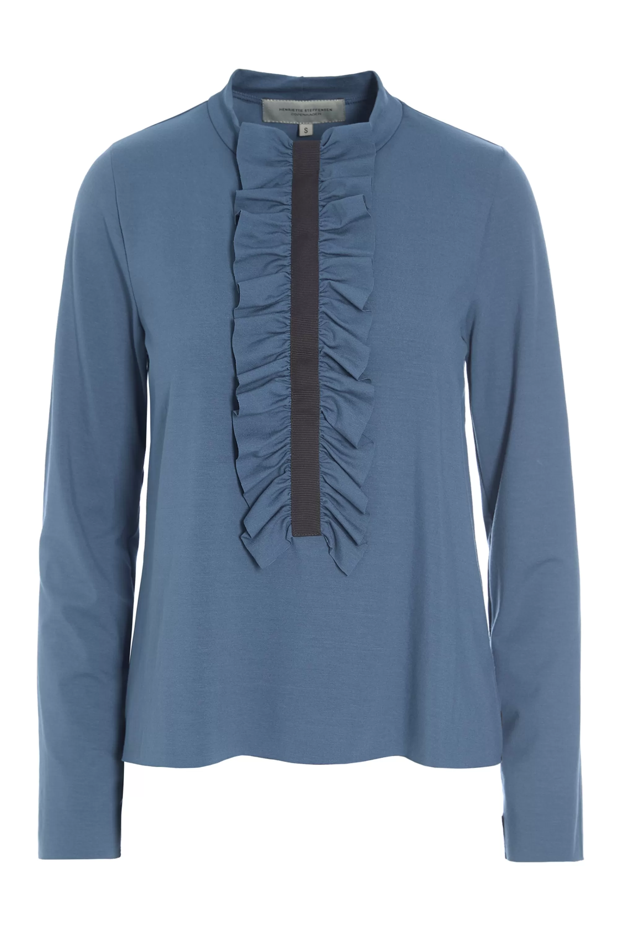 Henriette Steffensen Copenhagen BLUSE M/ RÜSCHEN | 96090 DUSTY BLUE Online