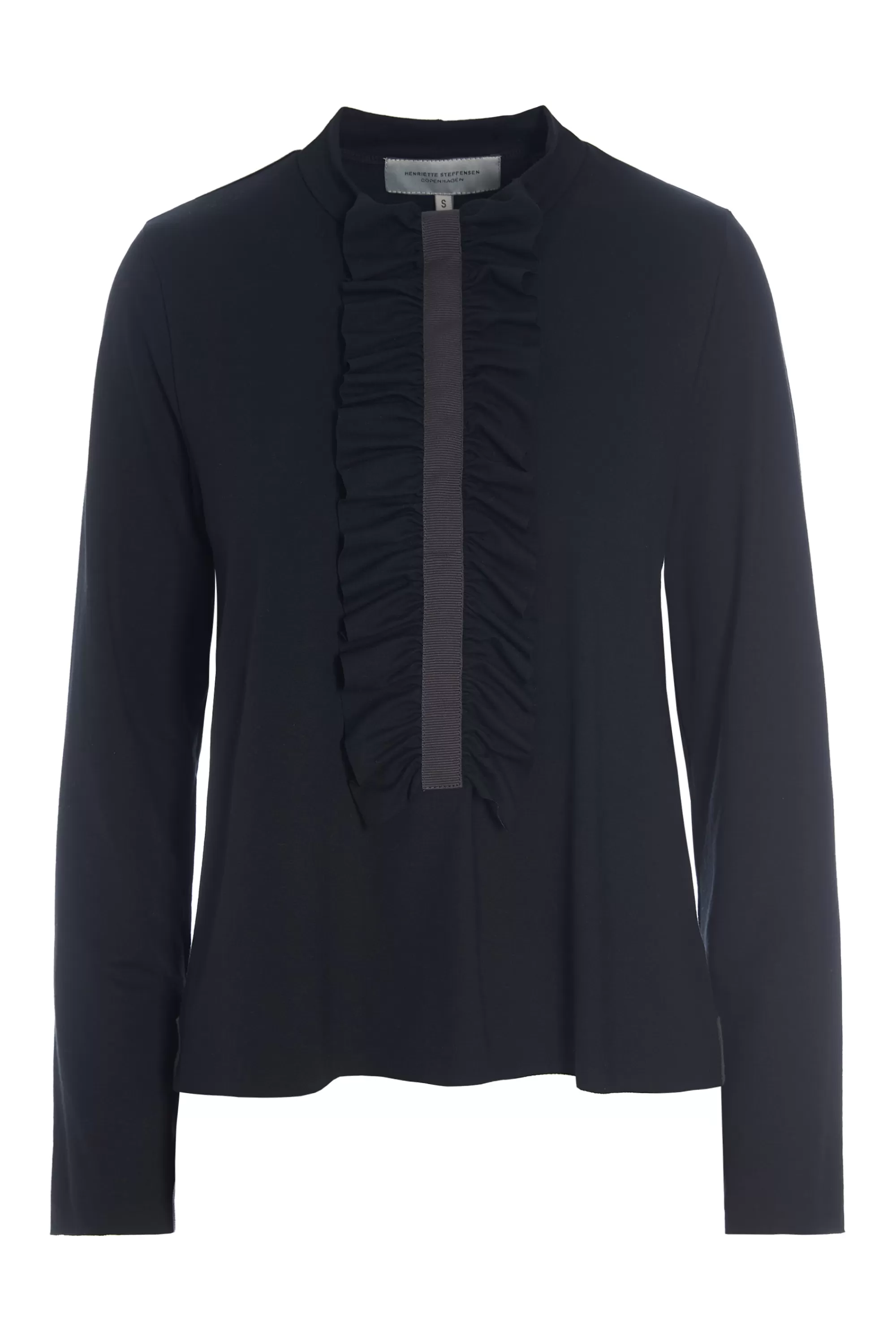 Henriette Steffensen Copenhagen BLUSE M/ RÜSCHEN | 96090 BLACK New
