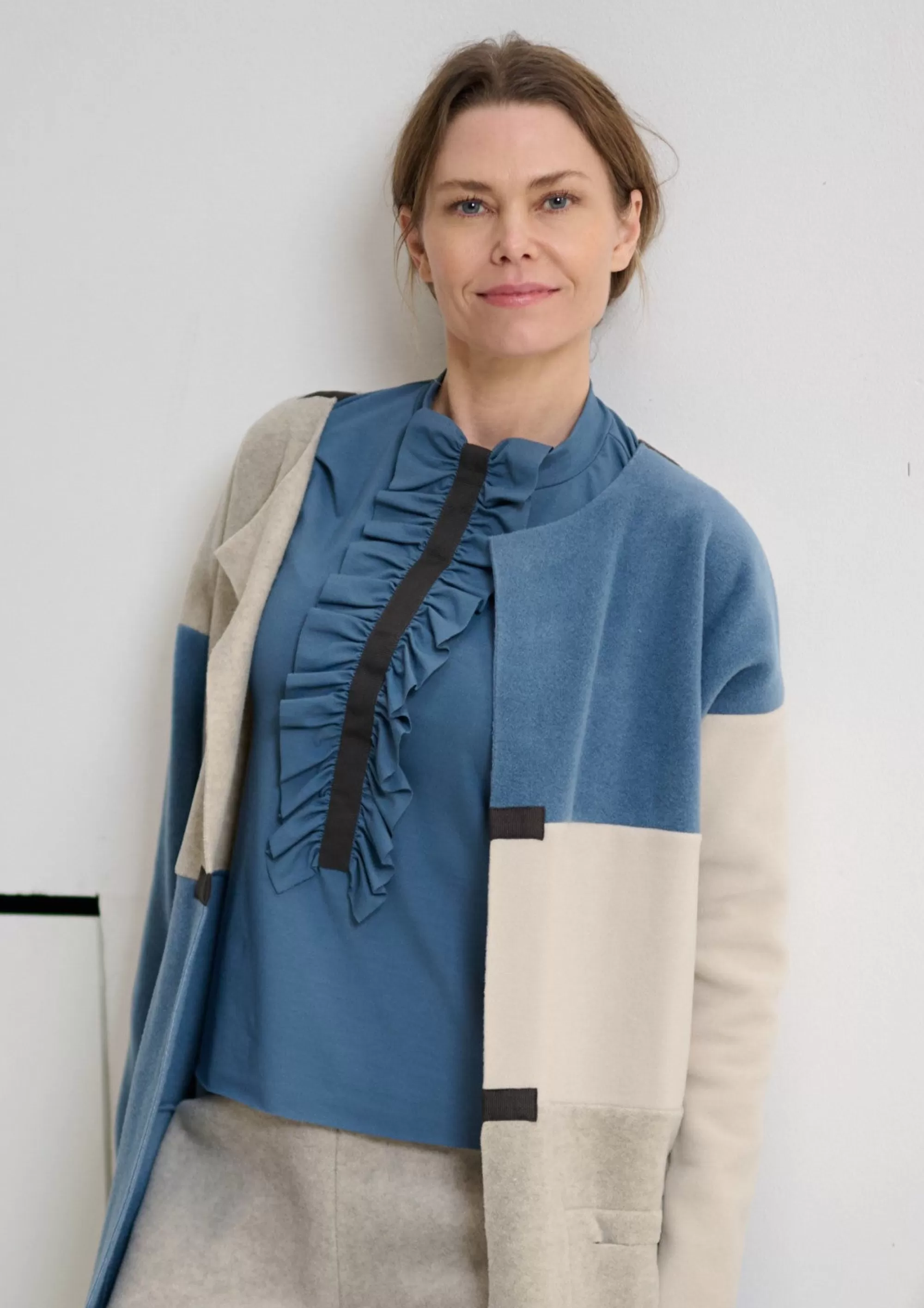 Henriette Steffensen Copenhagen BLUSE M/ RÜSCHEN | 96090 DUSTY BLUE Online
