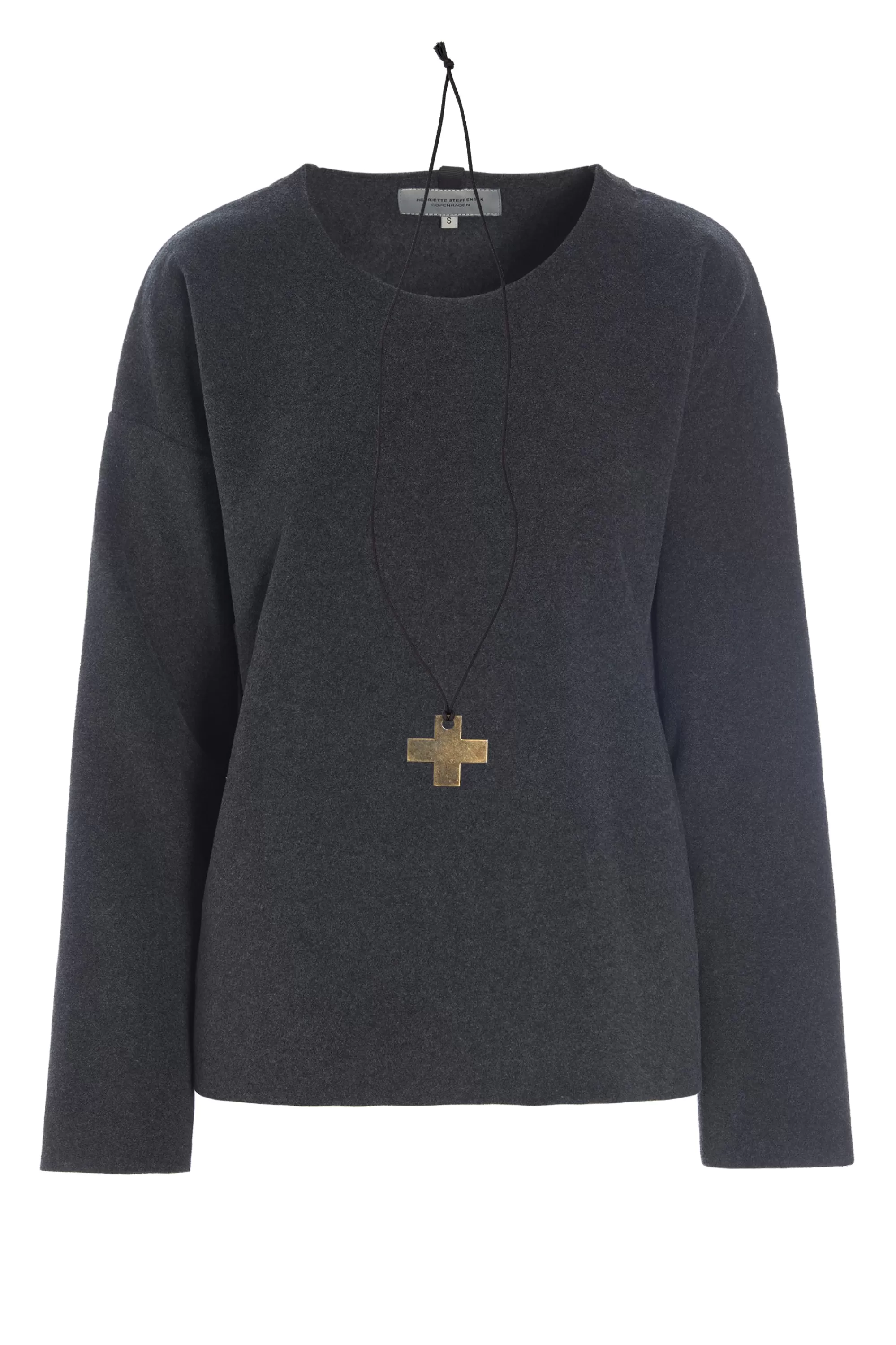 Henriette Steffensen Copenhagen BLUSE MIT RUNDEM HALS | 1355 SOFT BLACK New