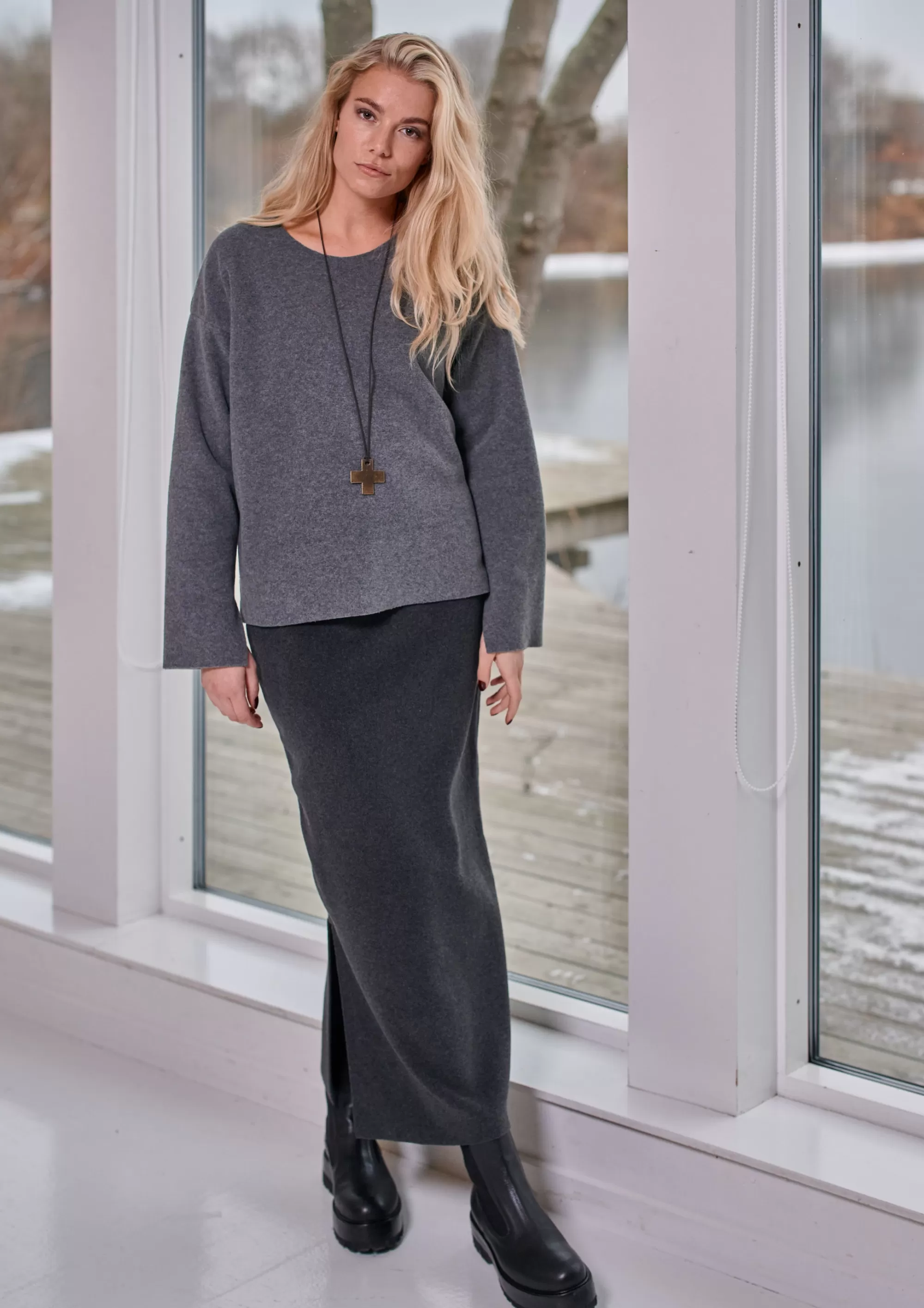 Henriette Steffensen Copenhagen BLUSE MIT RUNDEM HALS | 1355 GREY Flash Sale