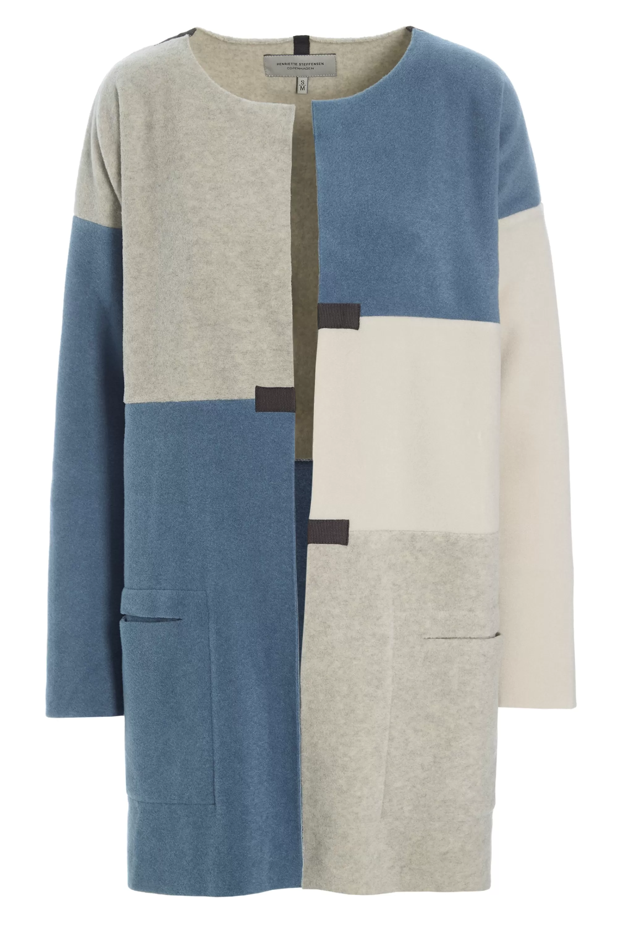 Henriette Steffensen Copenhagen CARDIGAN PATCH | 7161 DUSTY BLUE/KIT/SAND Discount