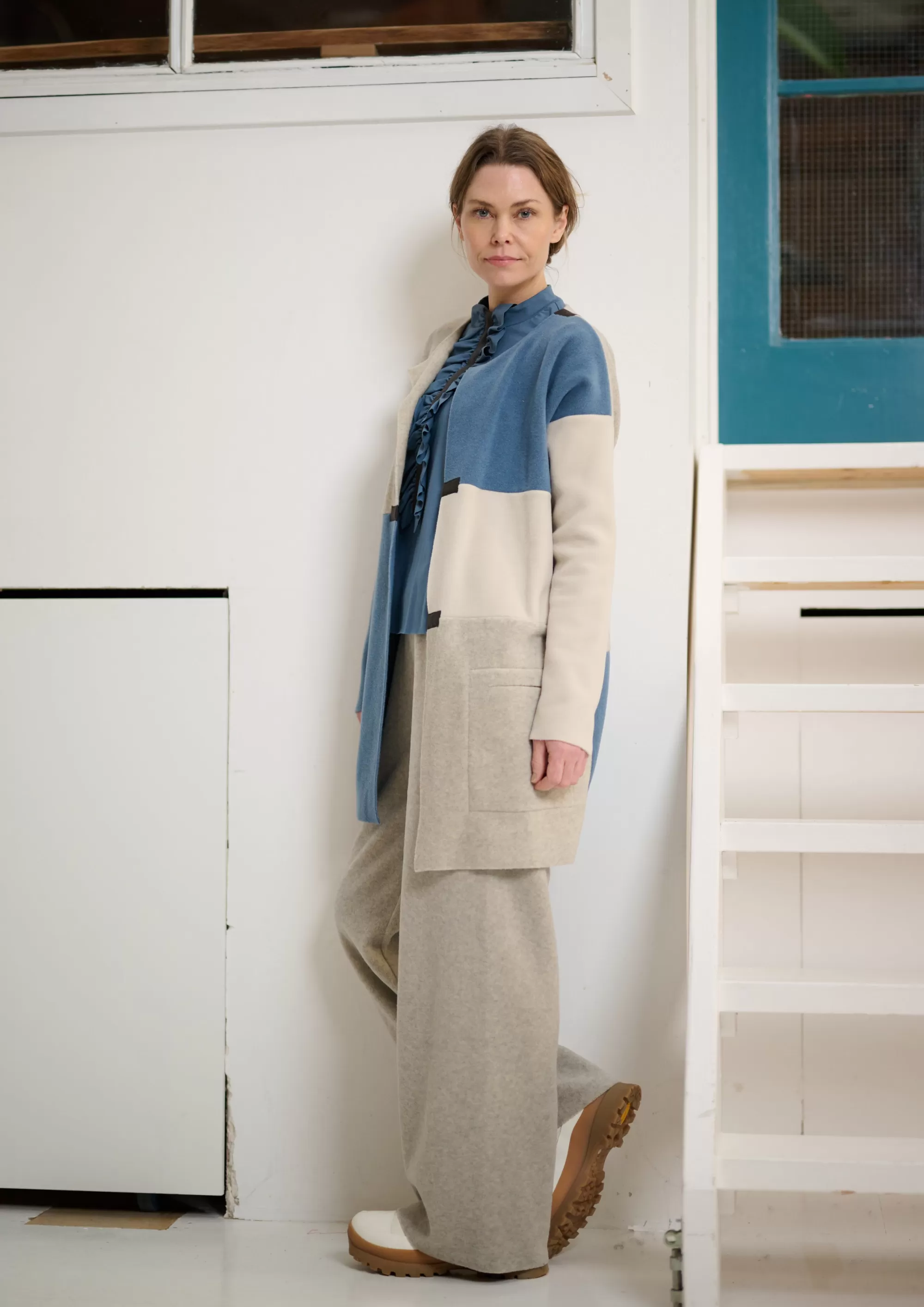 Henriette Steffensen Copenhagen CARDIGAN PATCH | 7161 DUSTY BLUE/KIT/SAND Discount
