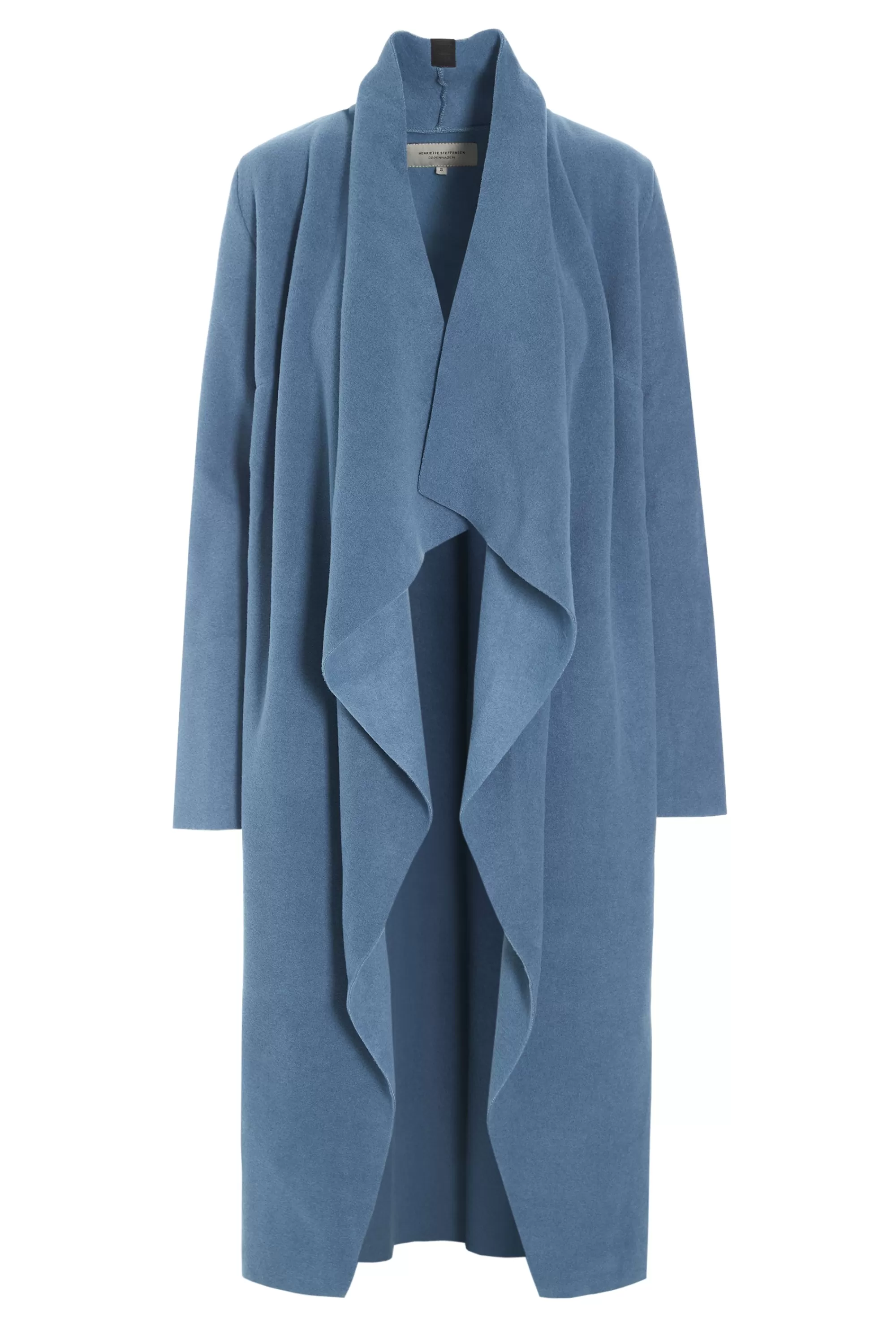 Henriette Steffensen Copenhagen LANGE CARDIGAN M/ WASSERFALL | 7131 DUSTY BLUE Store