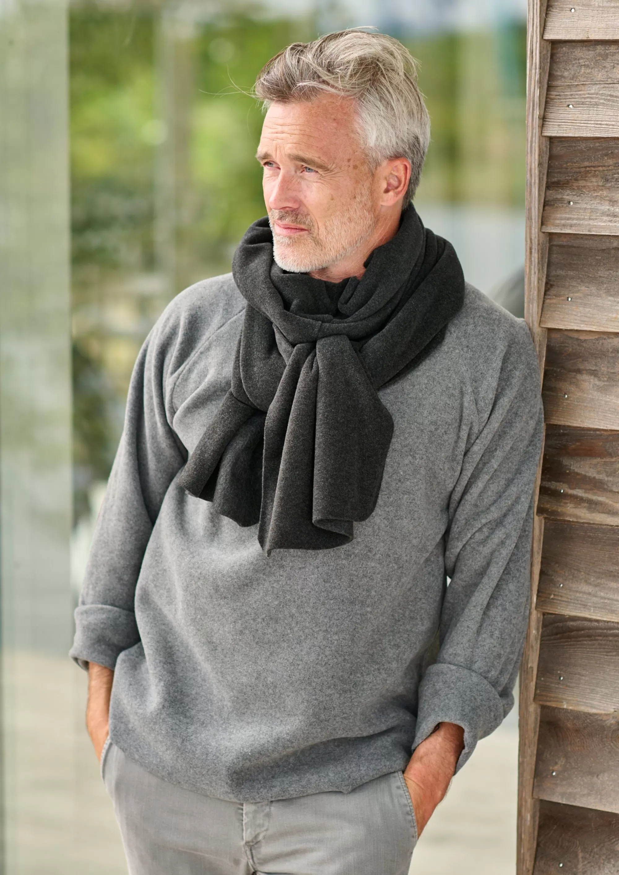 Henriette Steffensen Copenhagen SCHAL AUS WEICHEM FLEECE | 1004C SOFT BLACK Shop