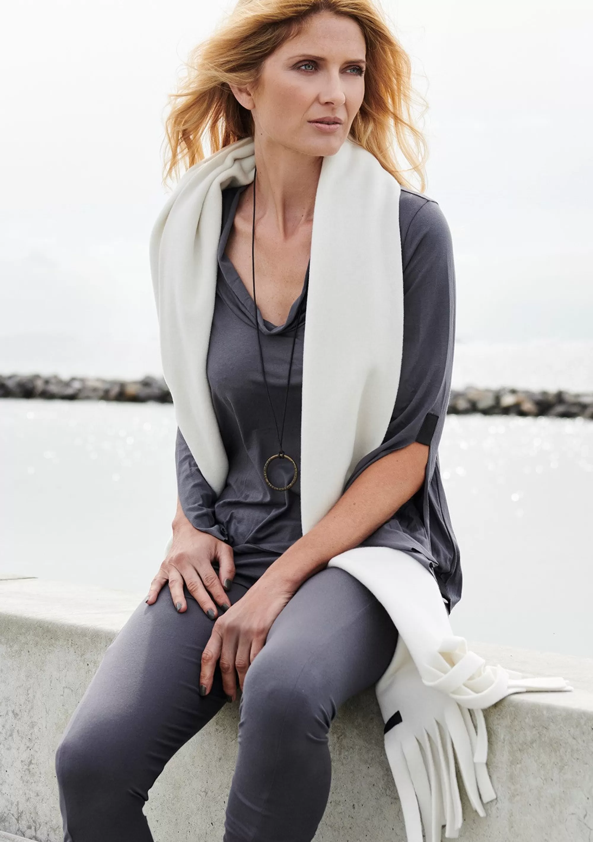 Henriette Steffensen Copenhagen SCHAL MIT FRANSEN | 4077 OFF WHITE Fashion