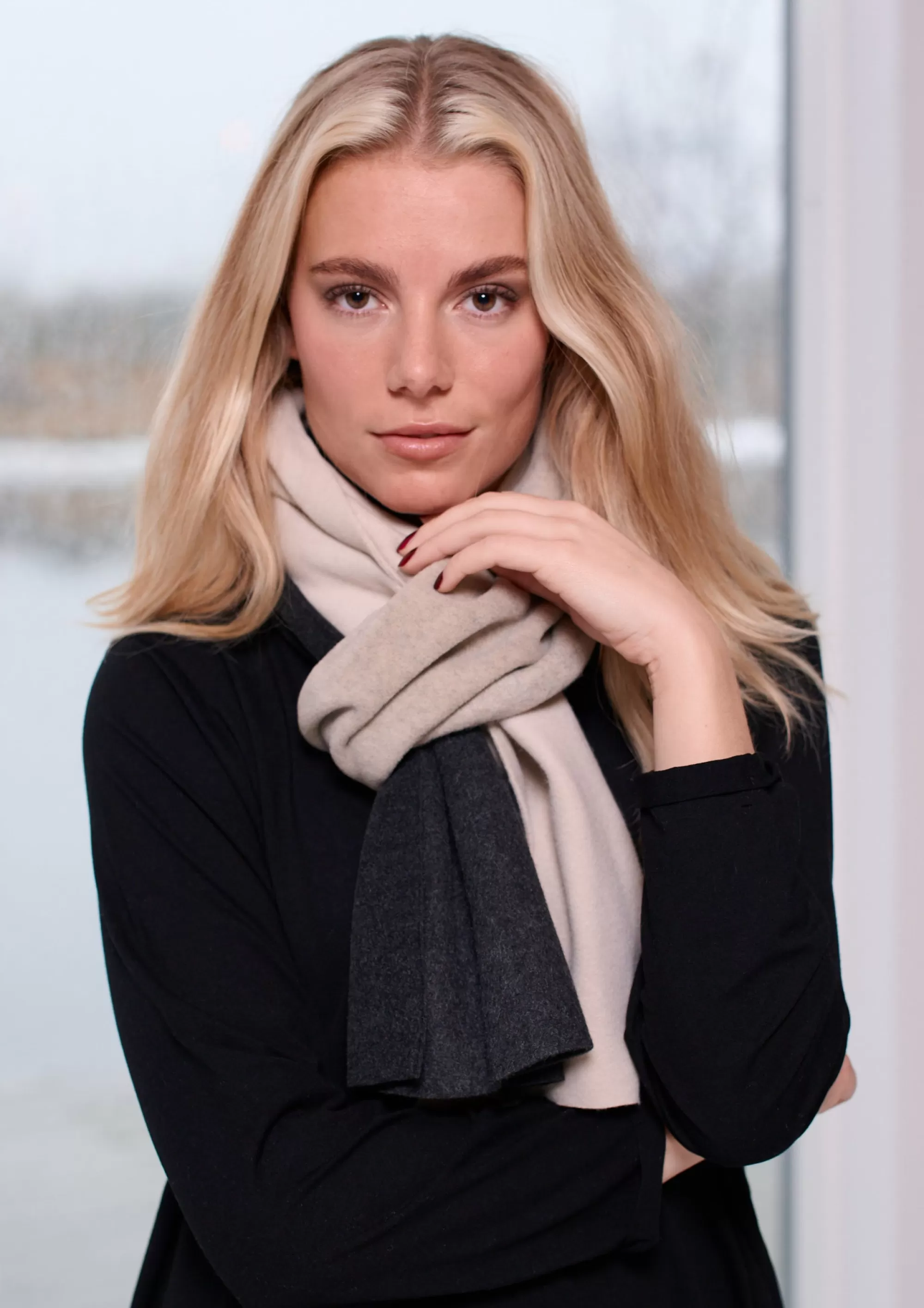 Henriette Steffensen Copenhagen SCHAL PATCH | 4094 SOFT BLACK/SAND/KIT Cheap