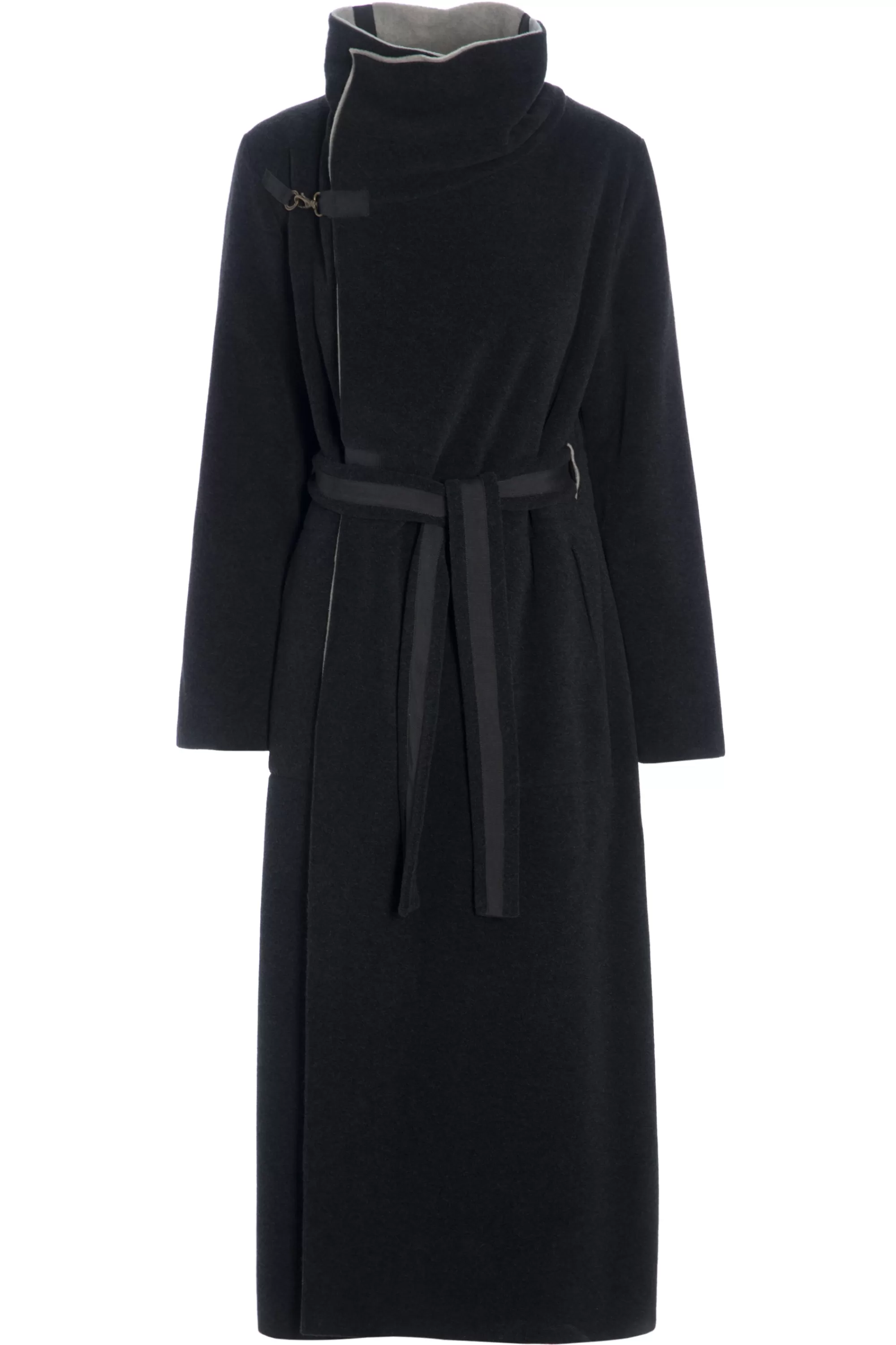 Henriette Steffensen Copenhagen TRENCHCOAT AUS DOPPELLAGIGEM FLEECE | 7145 SOFT BLACK/SAND Best