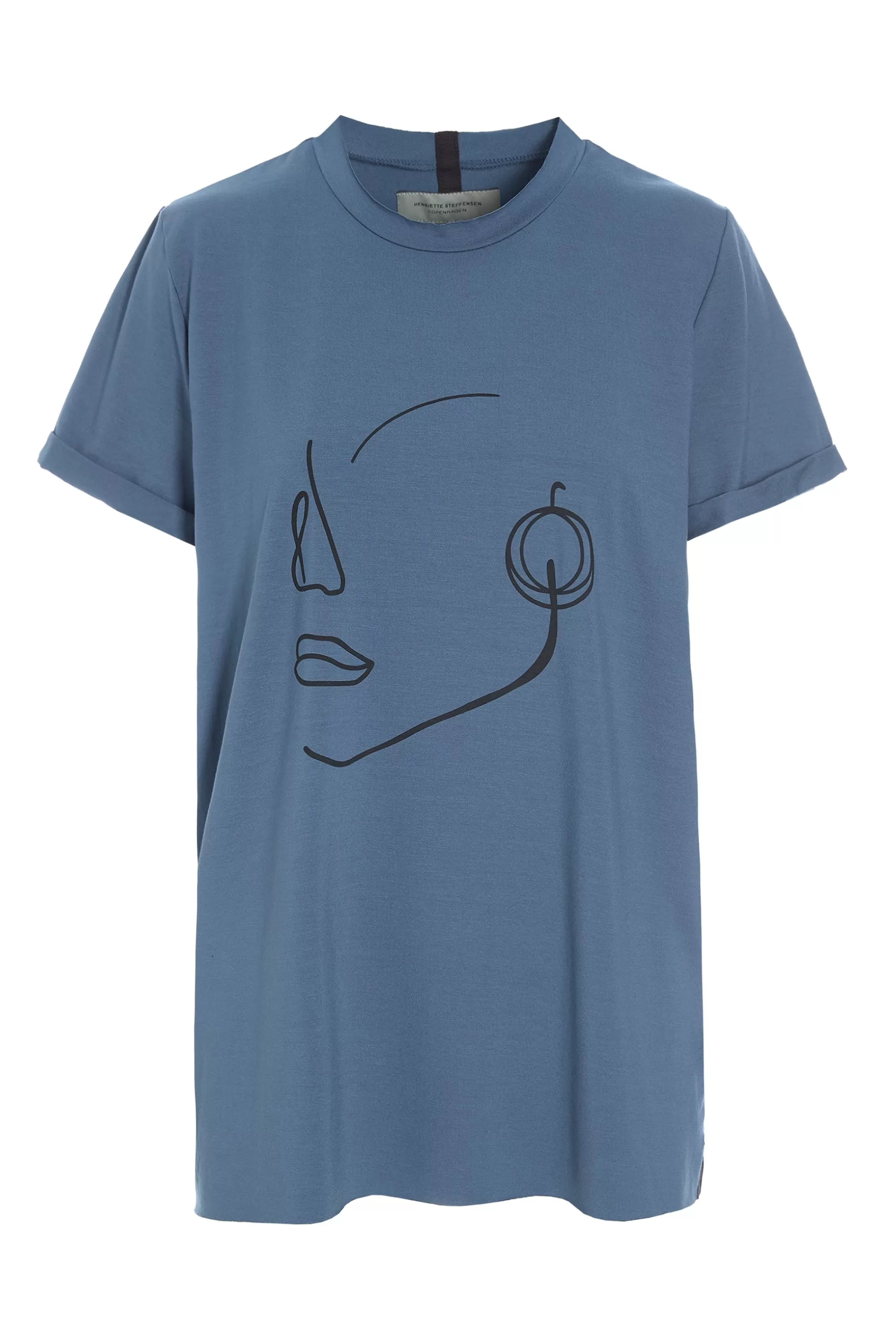 Henriette Steffensen Copenhagen T-SHIRT FACE IT | 96089 DUSTY BLUE Discount