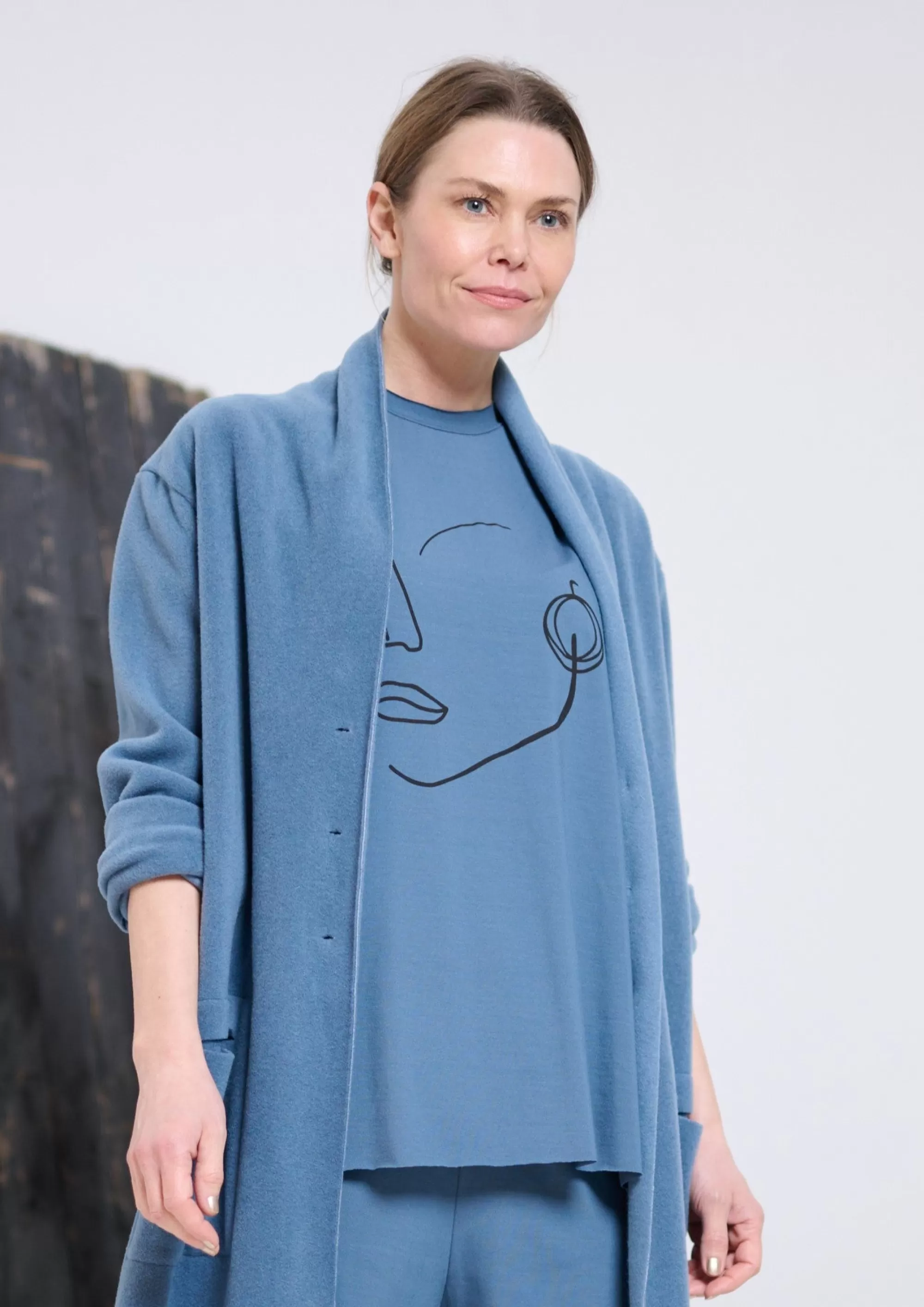Henriette Steffensen Copenhagen T-SHIRT FACE IT | 96089 DUSTY BLUE Discount