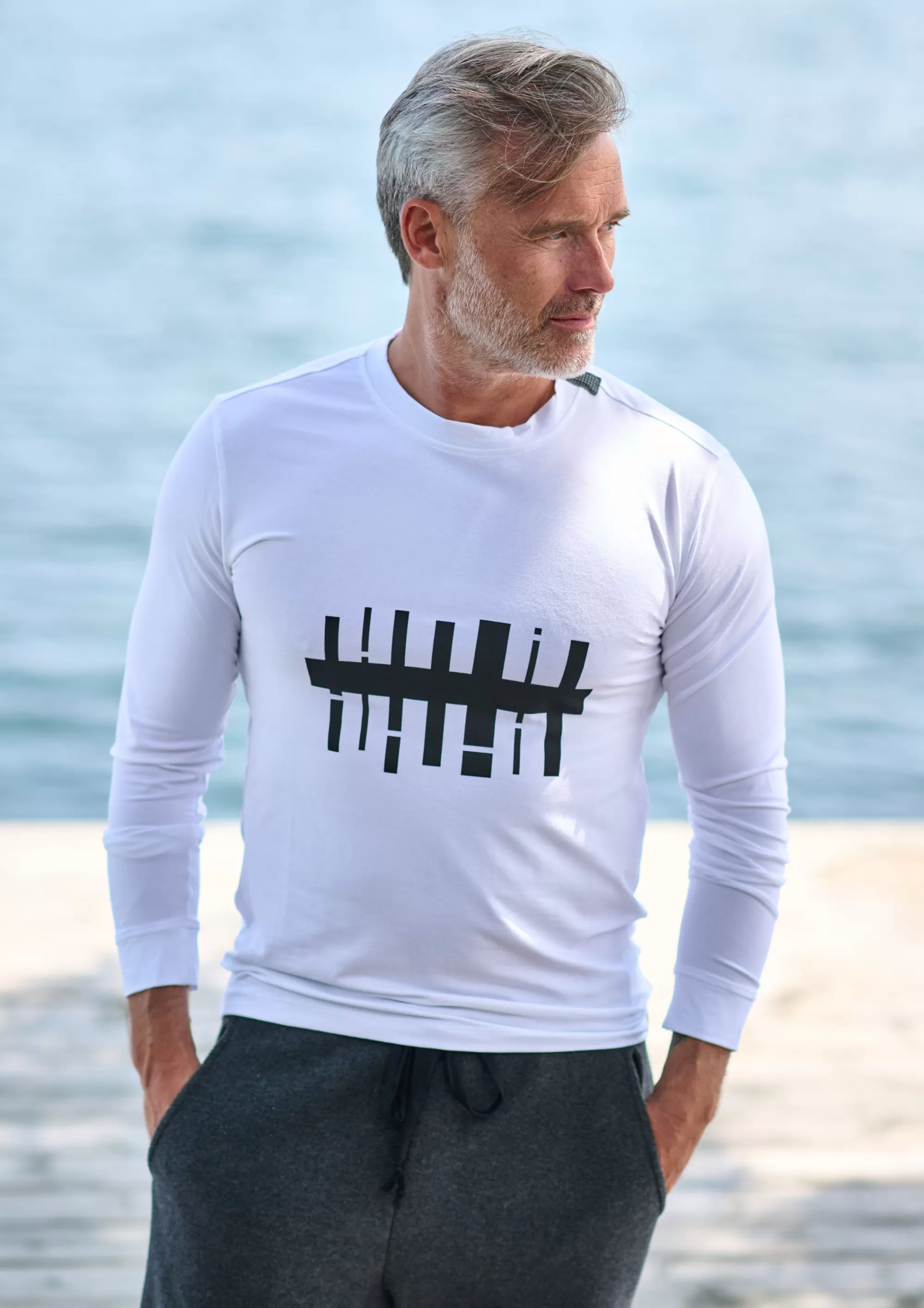 Henriette Steffensen Copenhagen T-SHIRT MIT GRAFIKDRUCK & LANGEN ÄRMELN | 1019CP WHITE Best Sale